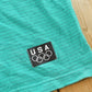 Vintage 1990s USA Olympic Rings JC Penney Micro Stripe Teal T-Shirt Men's L