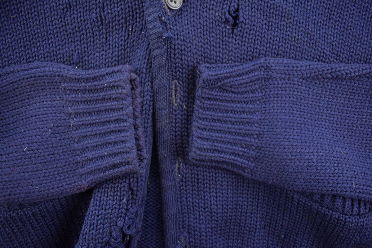 Vintage 1970s Thrashed L.L. Bean Knitted Cardigan Sweater Men's M