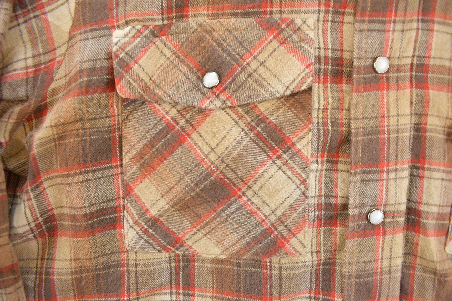 Vintage 1970s Levi's Western Plaid Pearl Snap Flannel Button Up Shirt Men's L
