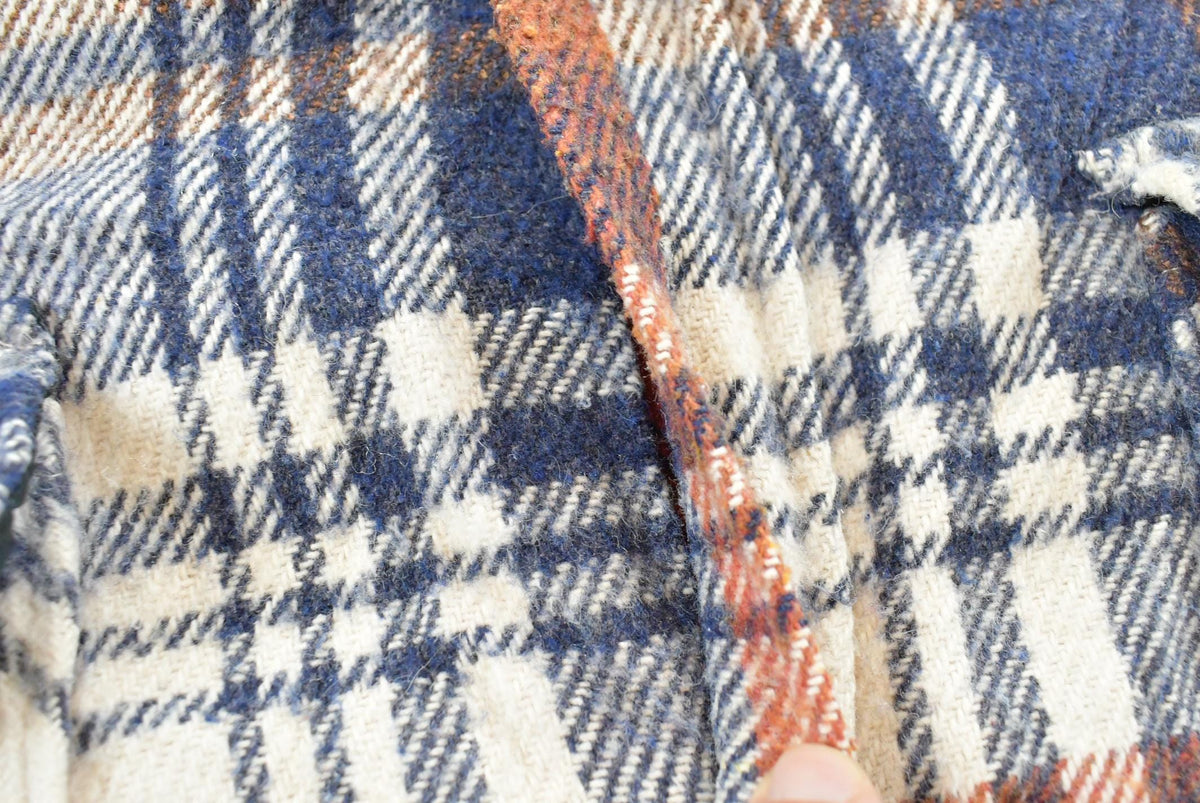 Vintage 1980s Campus CPO Wool Blend Plaid Flannel Button Up Shirt Men's L