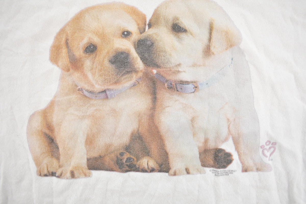 Vintage 2000s Cute Labrador Puppies Graphic Print T-Shirt Men's L
