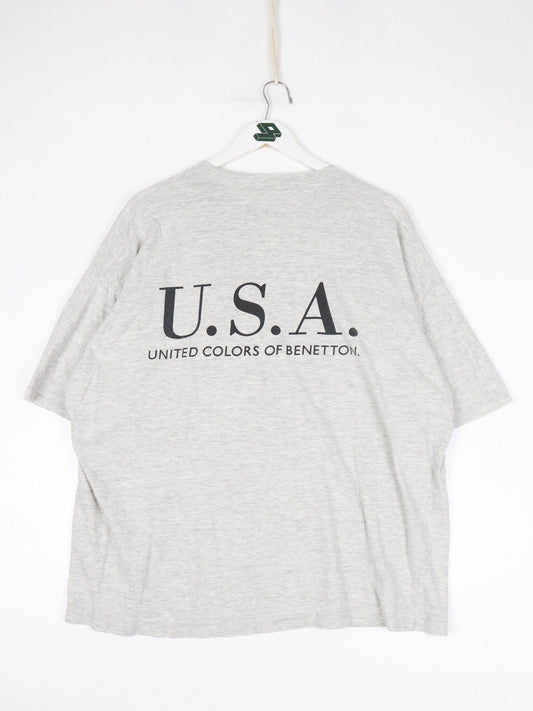 Benetton T-Shirts & Tank Tops Vintage United Colors of Benetton T Shirt Mens XL Grey USA Flag