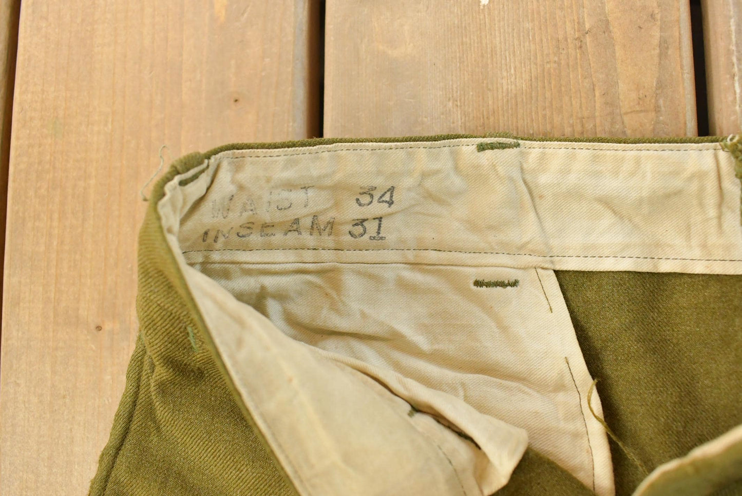 Vintage 1950s Wool Military Pants 33 x 29