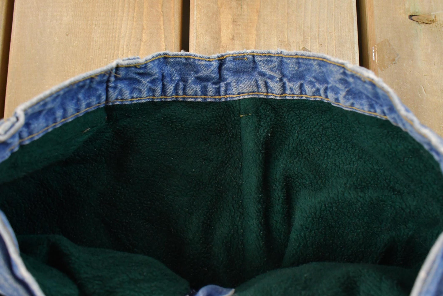 Vintage 1980s Wrangler Fleece Lined Patchwork Denim Jeans Men's 32 x 27