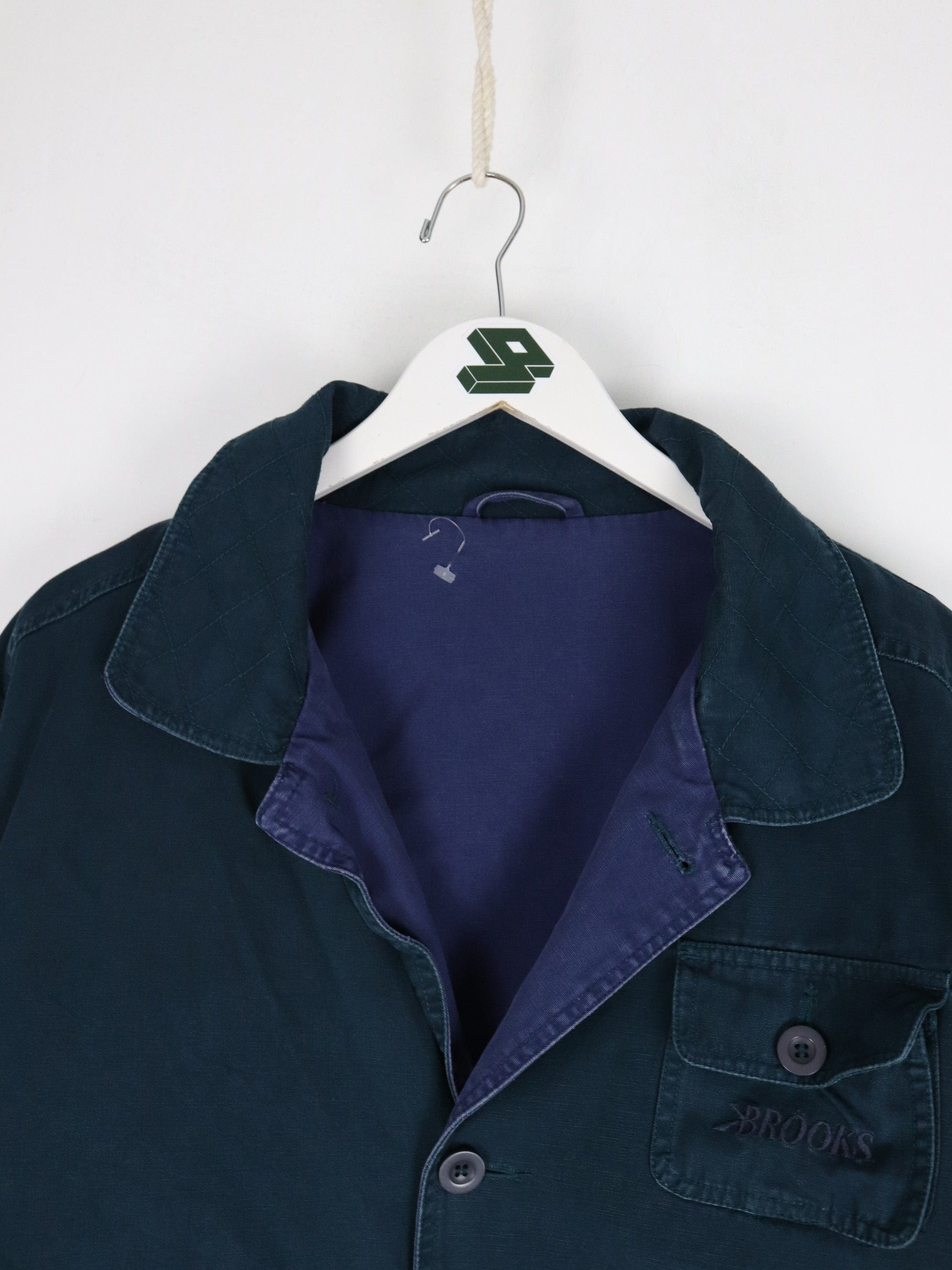 Vintage Brooks Jacket Mens Large Green Blue Reversible Chore Coat