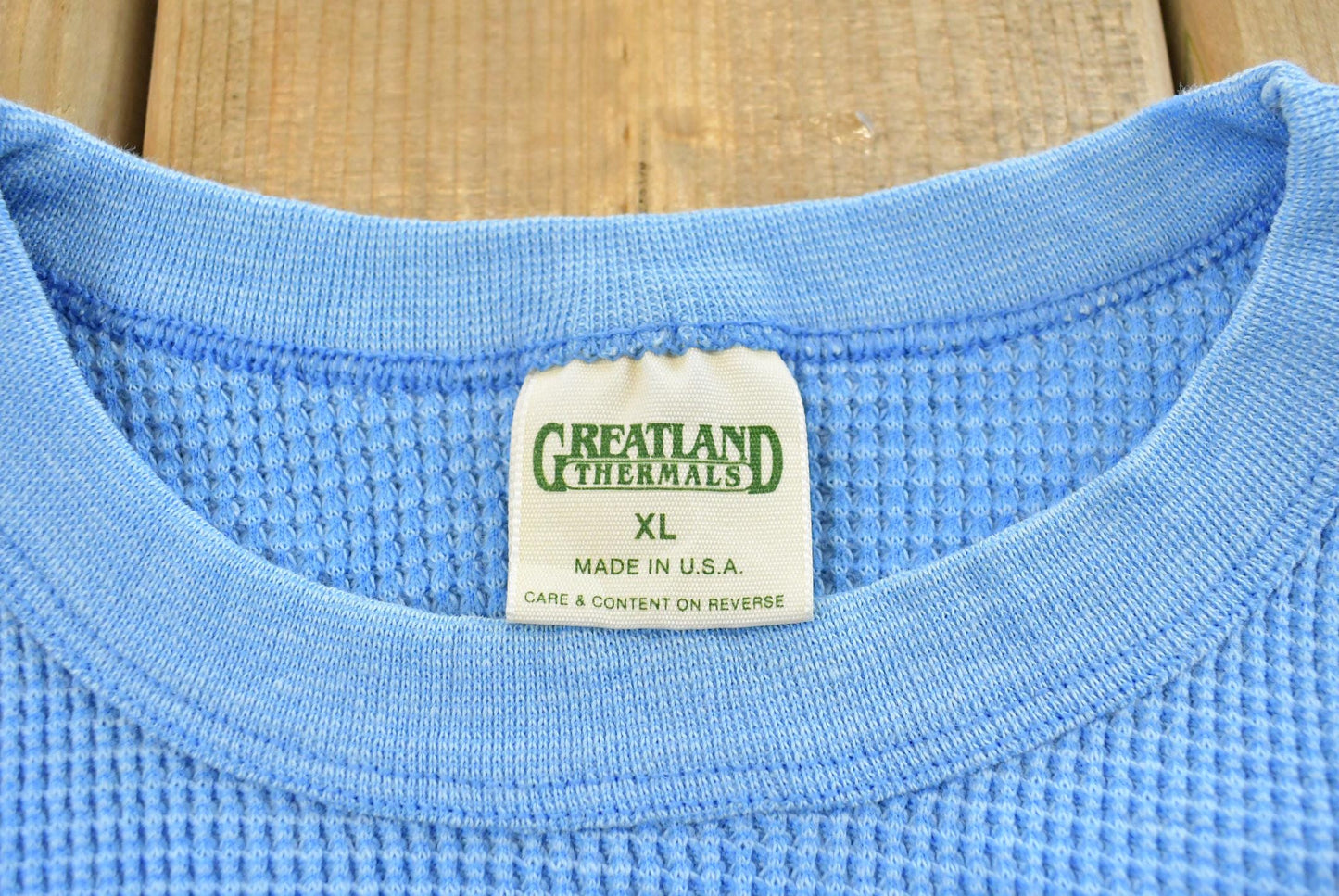 Vintage 1990s Greatland Thermal Waffle Knit Cropped Long Sleeve Mens S