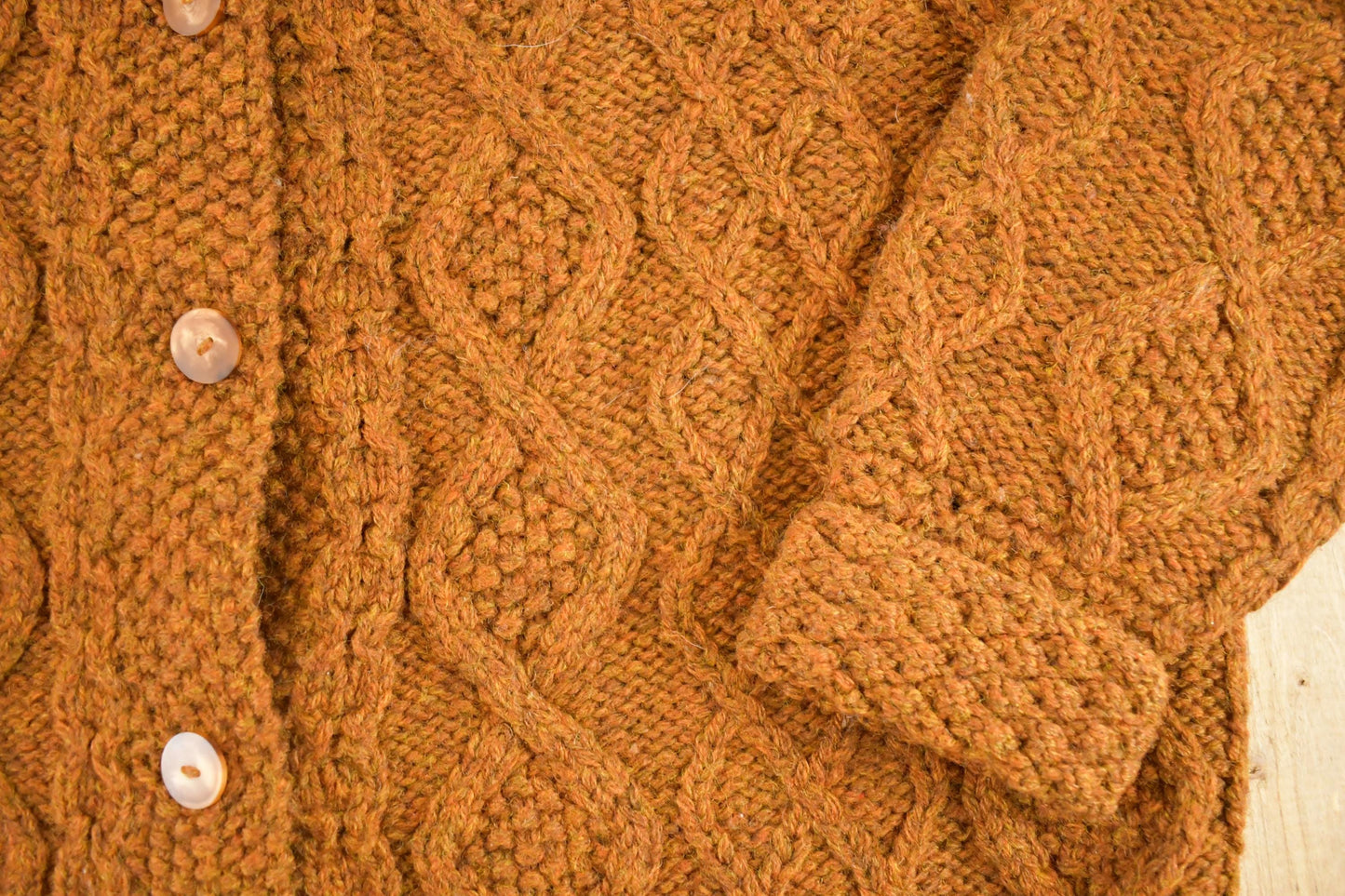 Vintage 1970s Banana Republic Wool Cable Knit Cardigan Sweater Women's M