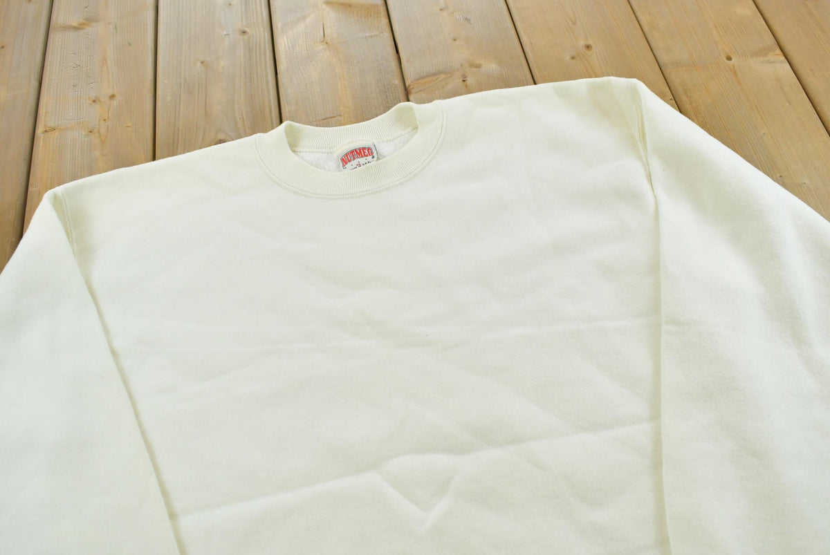 Vintage 1990s Nutmeg Mills Blank White Crewneck Sweatshirt Men's XL
