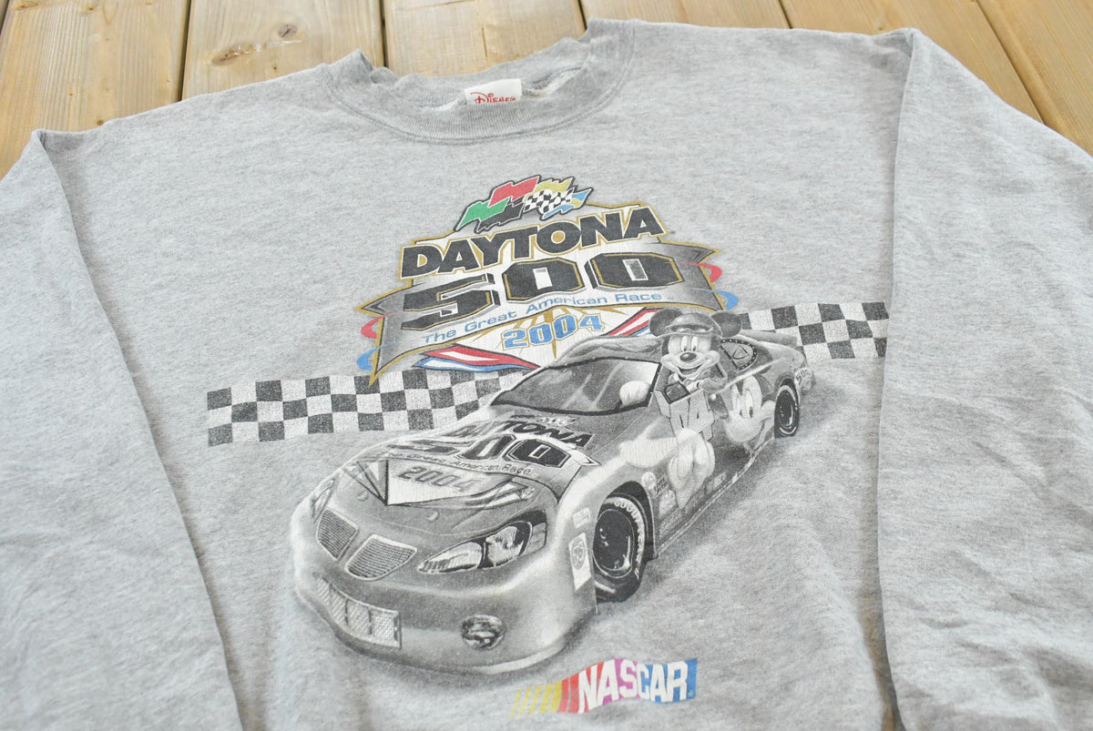 Vintage 2004 Nascar Walt Disney Mickey Mouse Daytona 500 Crewneck Sweatshirt Men's L