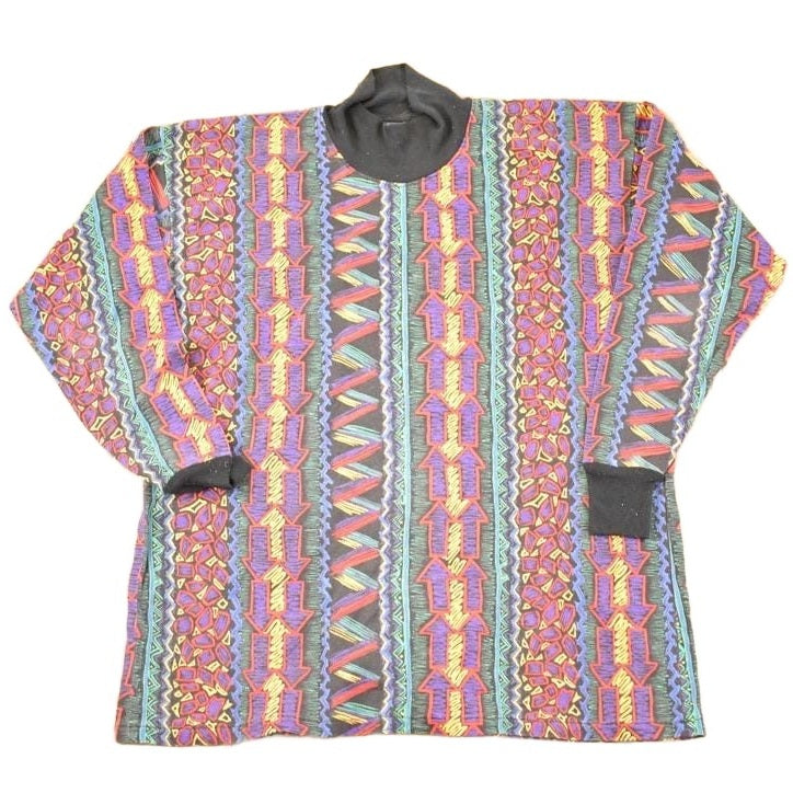 Vintage 1990s Abstract Print AOP Crewneck Sweatshirt Women's XL