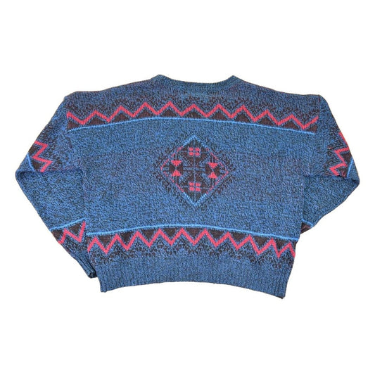 Vintage 1990s Todays News Abstract Knit Crewneck Sweater Men's L