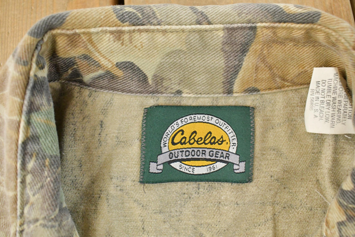 Vintage 1990s Cabela's Tree Camo Button Up Shirt Men's XL