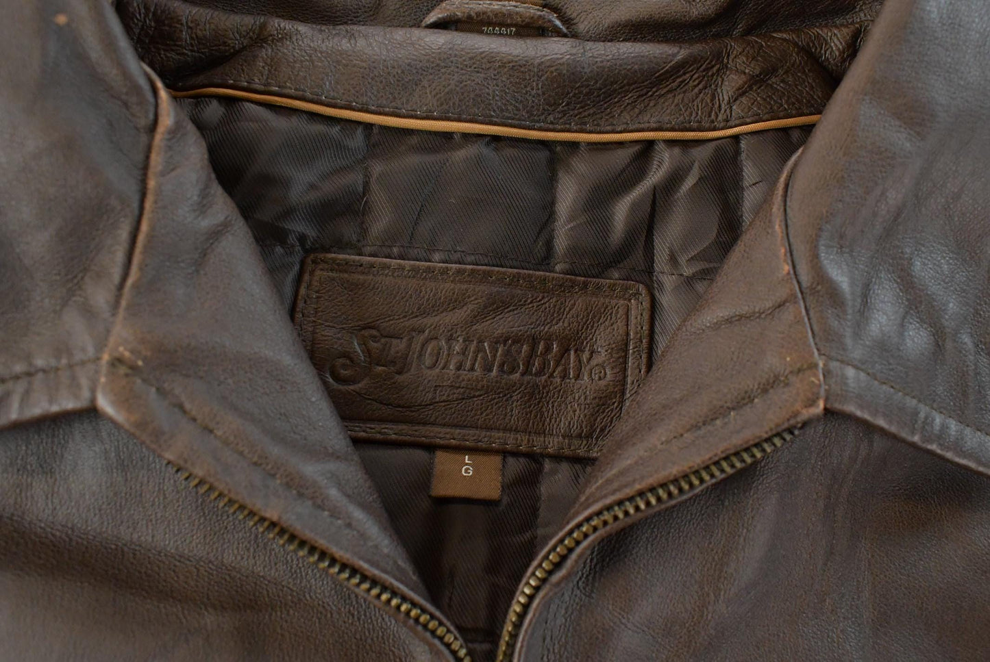 Vintage 1990s St. John's Bay Leather Bomber Jacket Men's Large