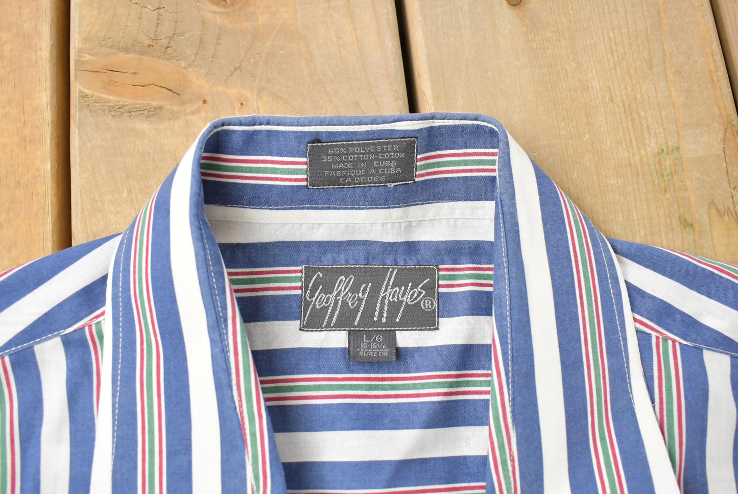 Vintage 1980s Geoffrey Hayes Striped Button Up Shirt Men's Large