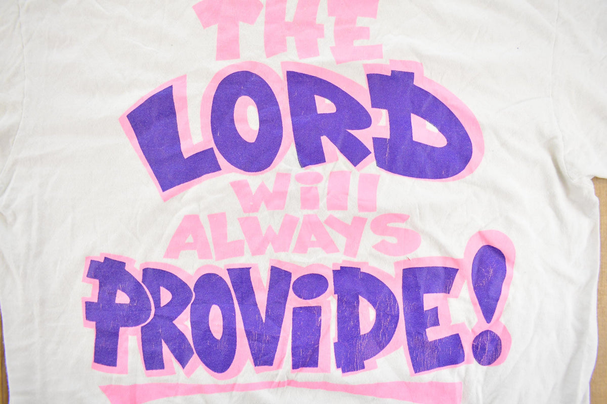 Vintage 1990s The Lord Will Always Provide Christianity T-Shirt Men's L