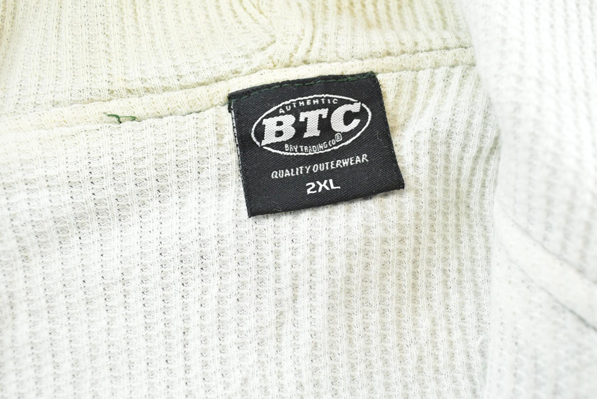 Vintage 2000s Faded BTC Green Thermal Lined Zip Up Hoodie Sweatshirt Men's XL