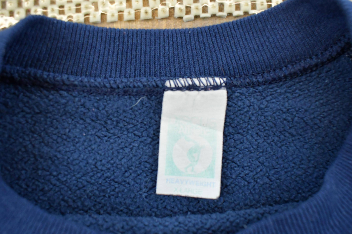 Vintage 1980s Discus Athletic Navy Blue Blank Raglan Crewneck Sweatshirt Men's L