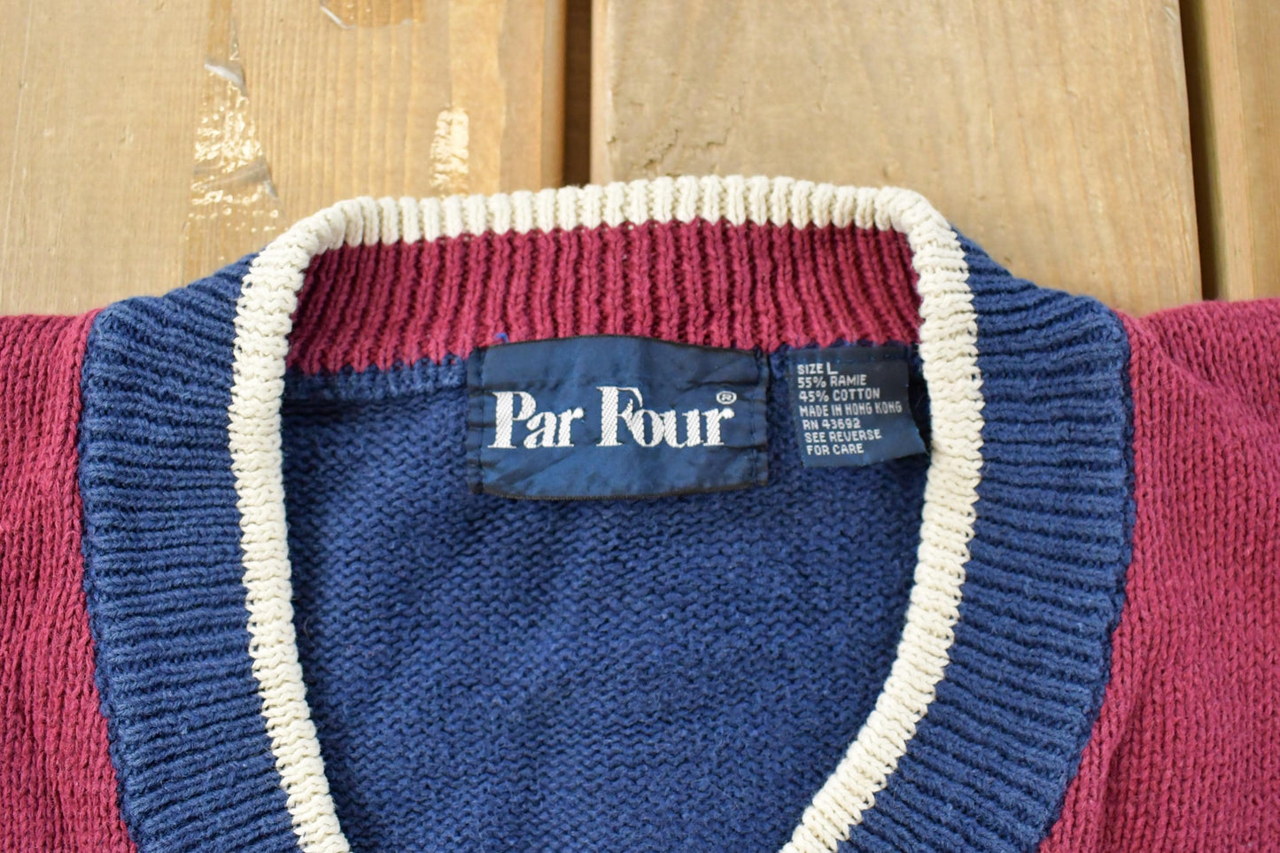 Vintage 1990s Par Four Golf Knit V Neck Sweater Men's Large