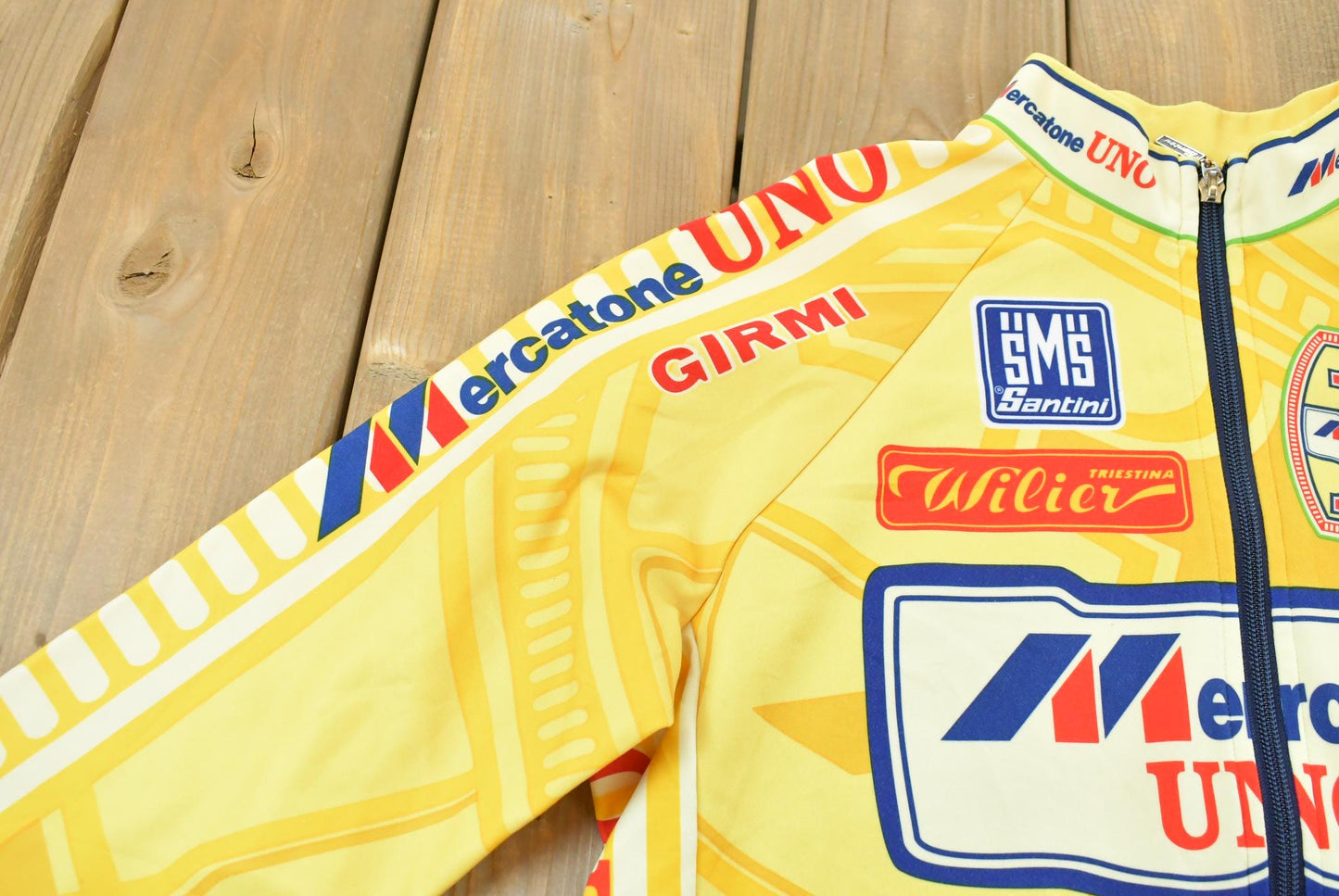 Vintage 1997 Santini Mercatone Long Sleeve Full Zip Cycling Jersey Men's L