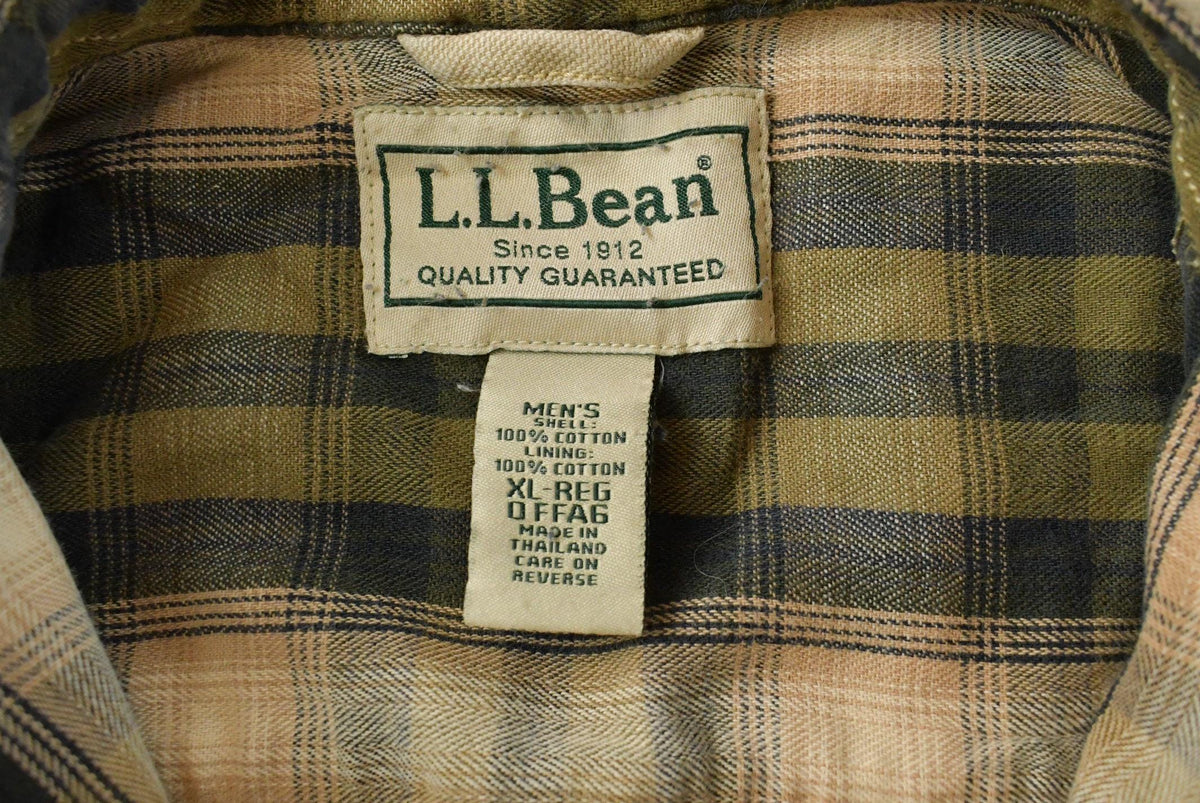 Vintage Y2K LL Bean Plaid Lined Button Up Shirt Men's 2XL