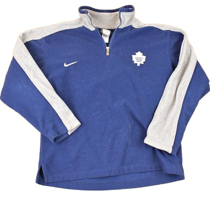 Vintage Y2K Nike Toronto Maple Leafs Quarter Zip NHL Fleece Outdoorsman Sweater Youth M