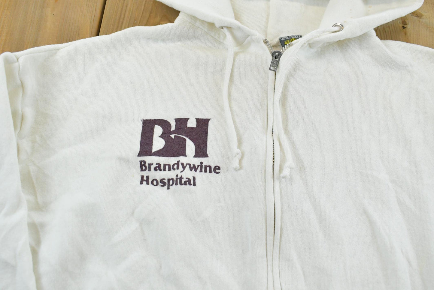 Vintage 1980s Brandywine Hospital Full Zip Hoodie Sweatshirt Men's S