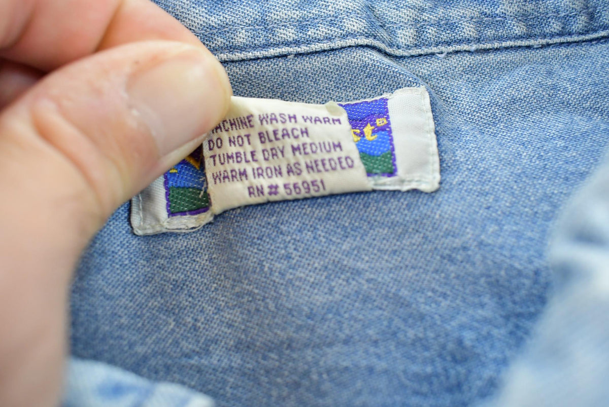 Vintage 1990s North Crest Denim Button Up Shirt Men's 3XL
