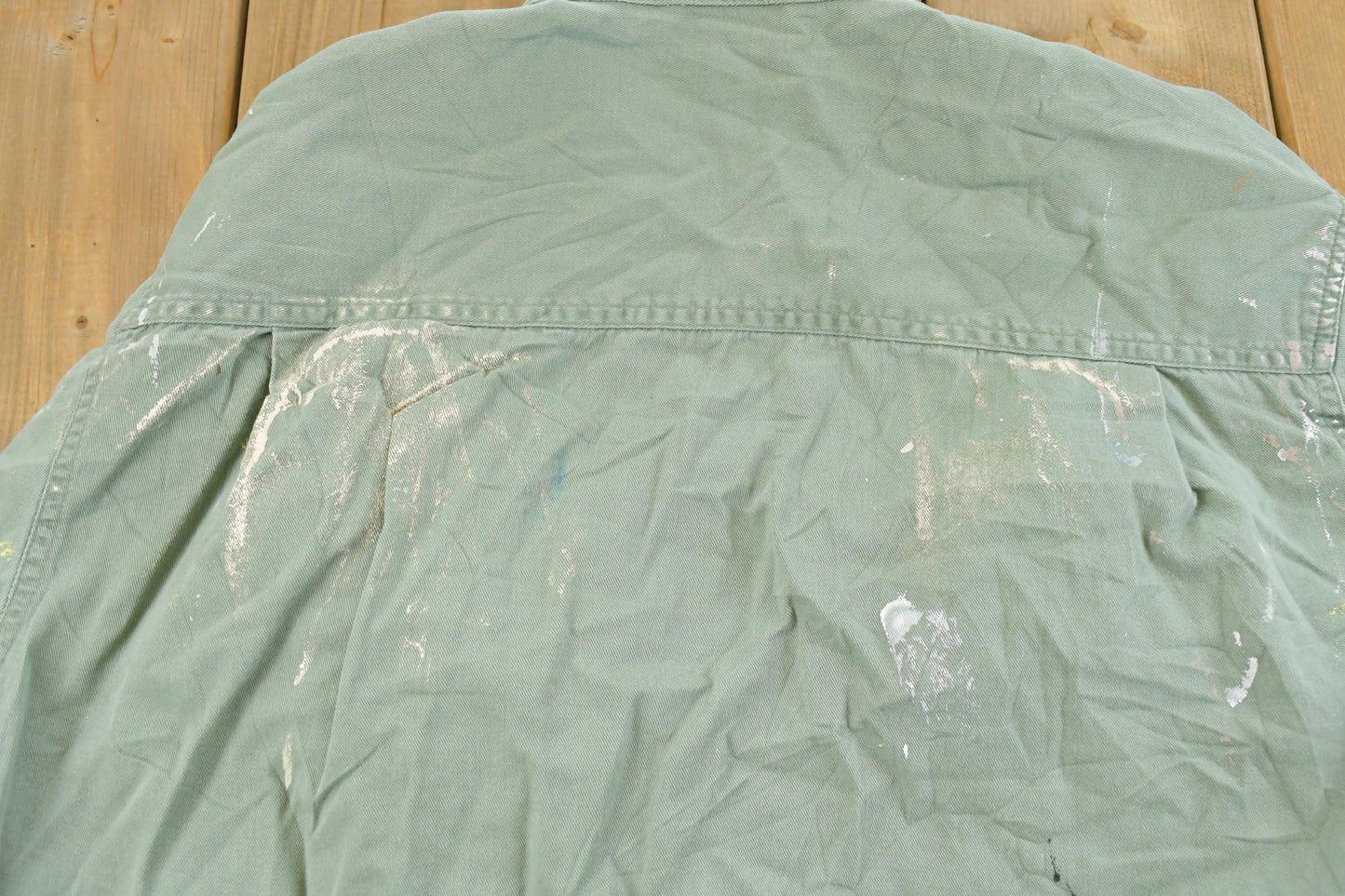 Vintage 1990s Faded Glory Sun Faded Paint Distressed Button Up Shirt Men's M