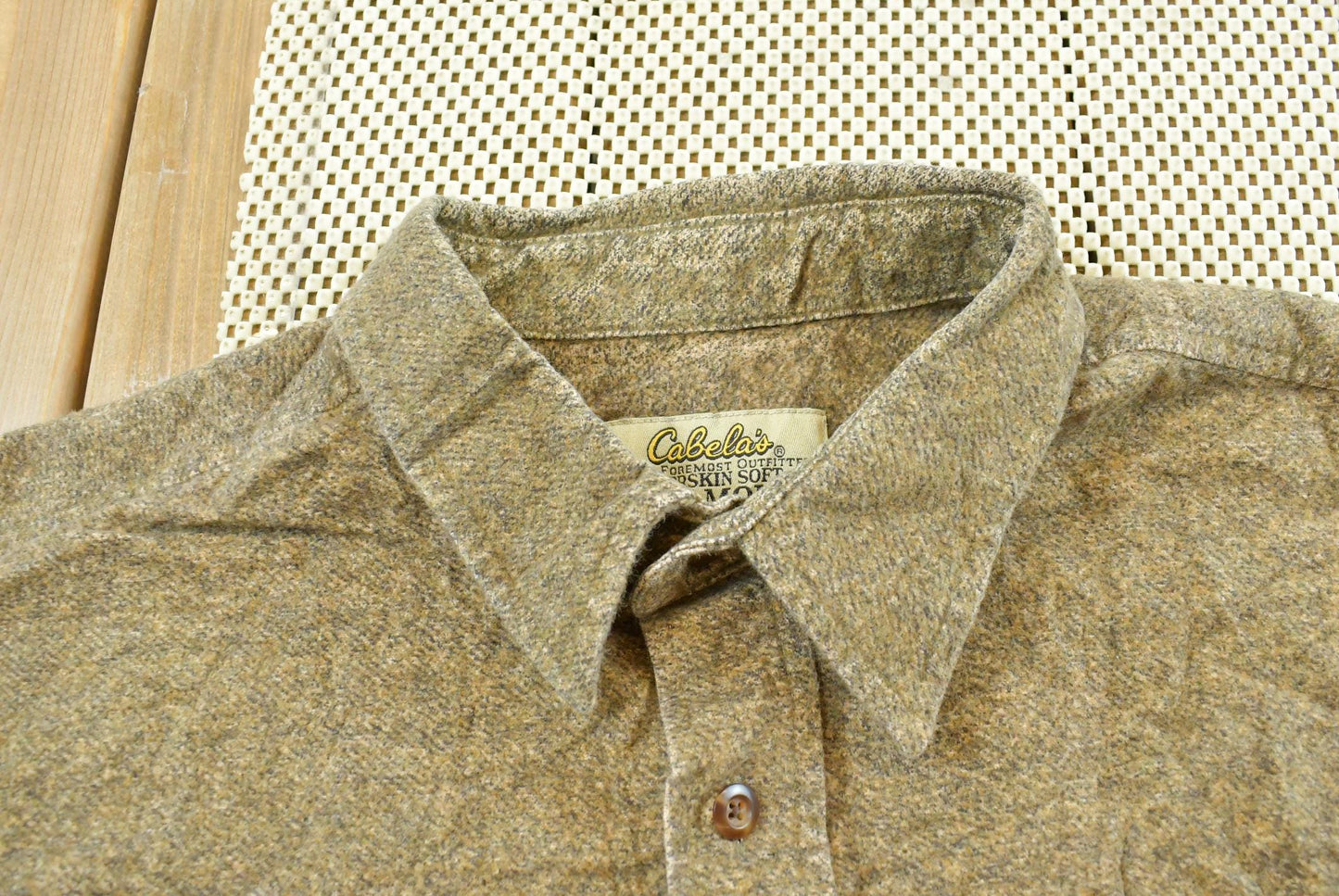 Vintage 1990s Cabela's Deerskin Chamois Button Up Shirt Men's L / Hunting Outdoorsman / 90s Streetwear / Outdoor Wear