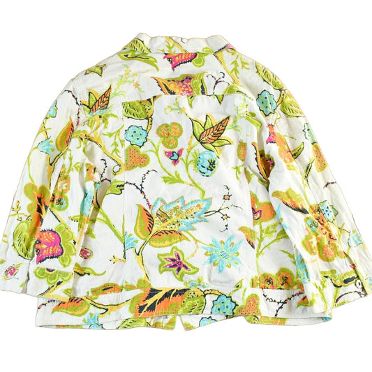 Vintage 1990s Multiples All Over Print Floral Blazer Button Up Jacket Women's Large