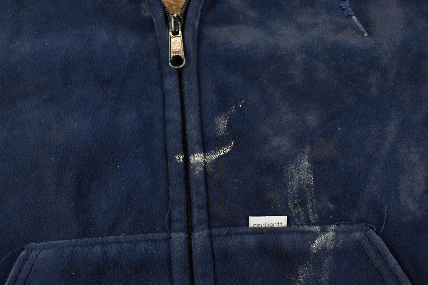 Vintage 1980s Carhartt Rugged Outdoor Wear Fleece Lined Velour Full Zip Hoodie Men's M
