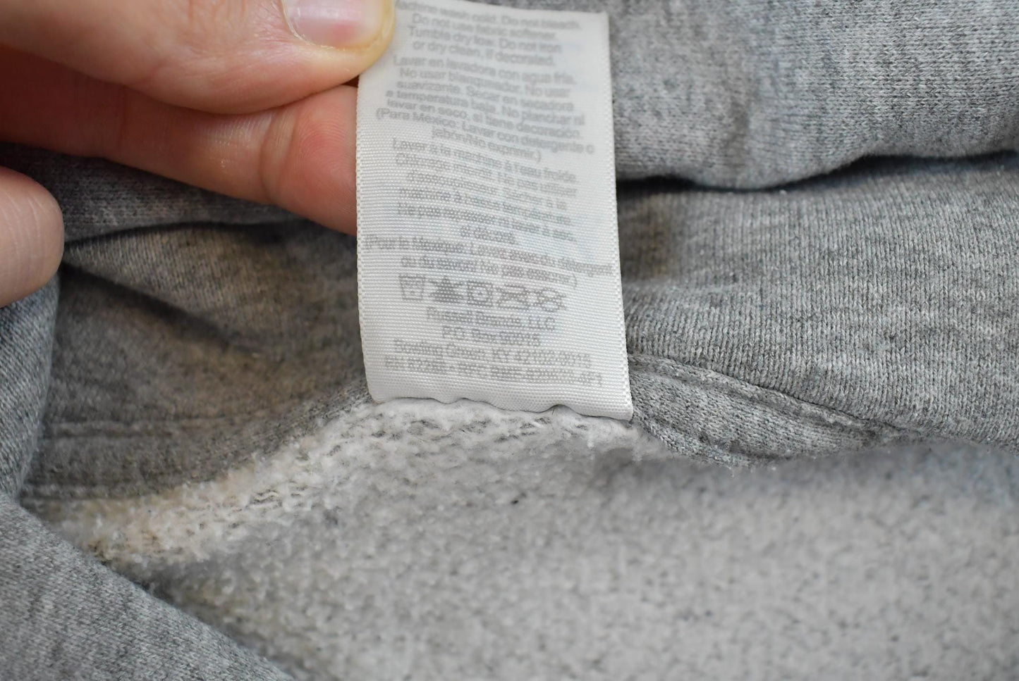 Vintage 1990s Russell Full Zip Blank Grey Hoodie Sweatshirt Men's L