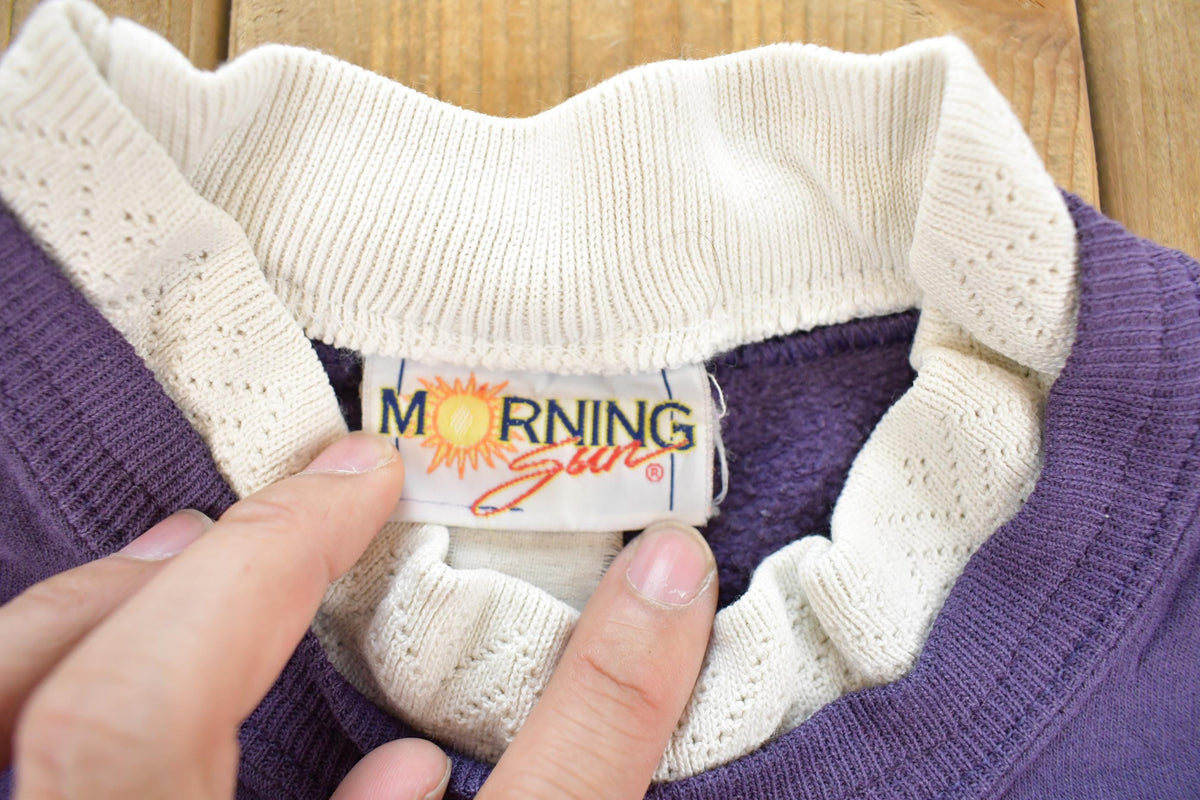 Vintage 1990s Morning Sun Cute Cat Embroidered Crewneck Sweatshirt Women's M