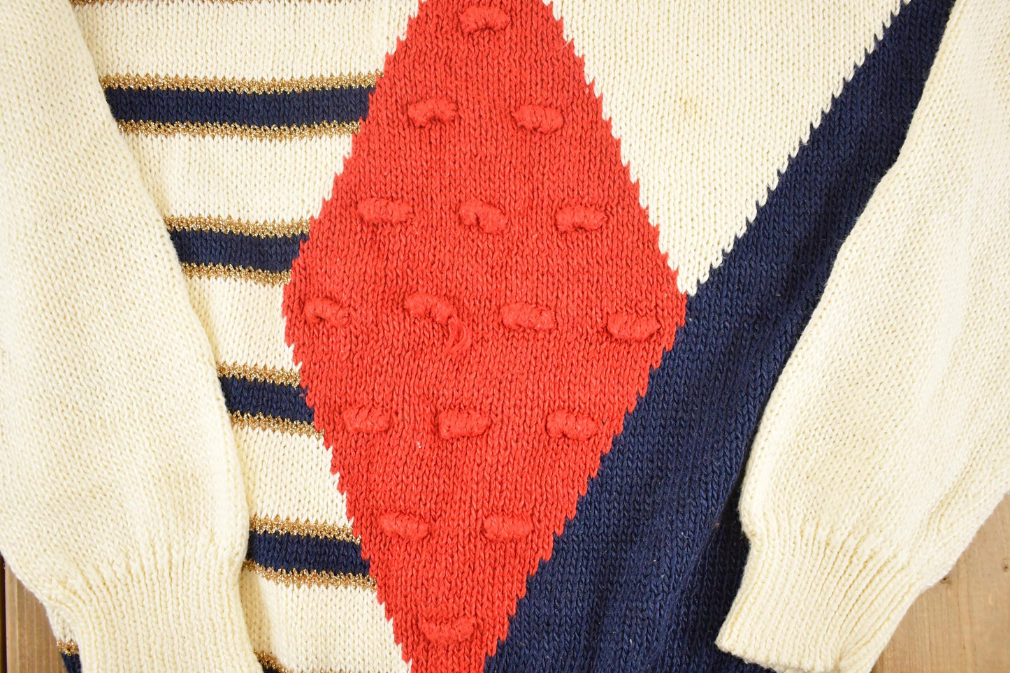 Vintage 90s Koret Knit Sweater: Abstract 3D Pattern, Women's M