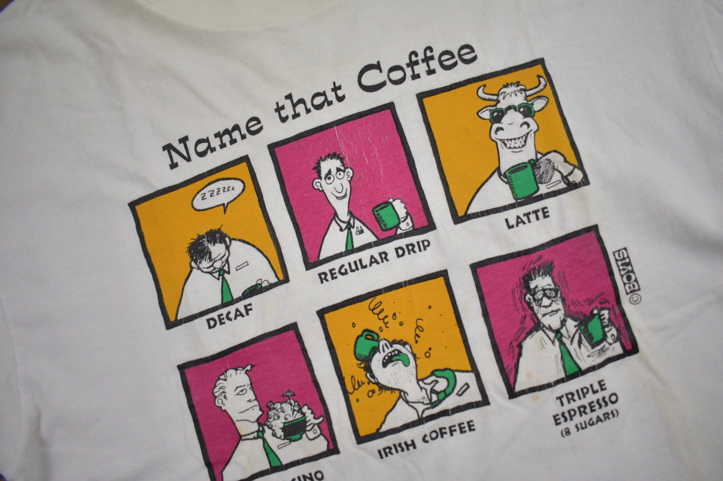 Vintage 1990s Name That Coffee Graphic T Shirt Men's Large