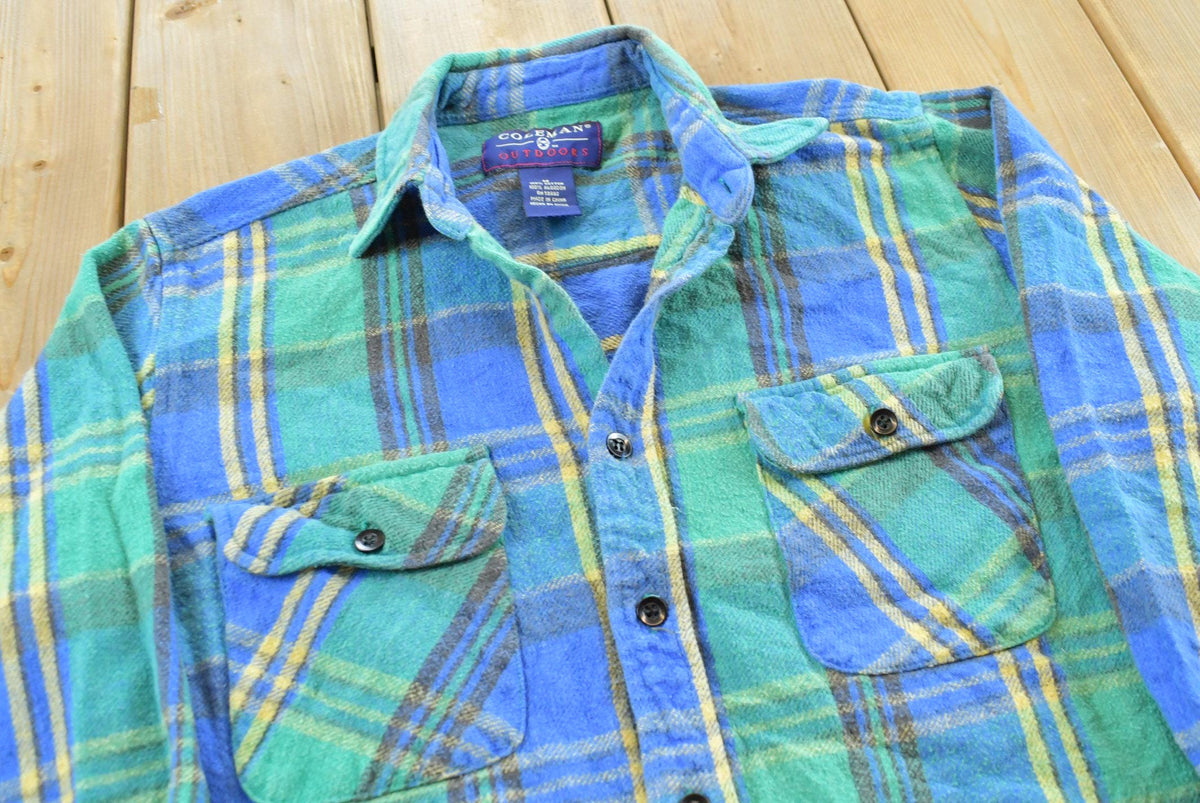 Vintage 1990s Coleman Outdoors Plaid Flannel Button Up Shirt Men's XL Men's Medium
