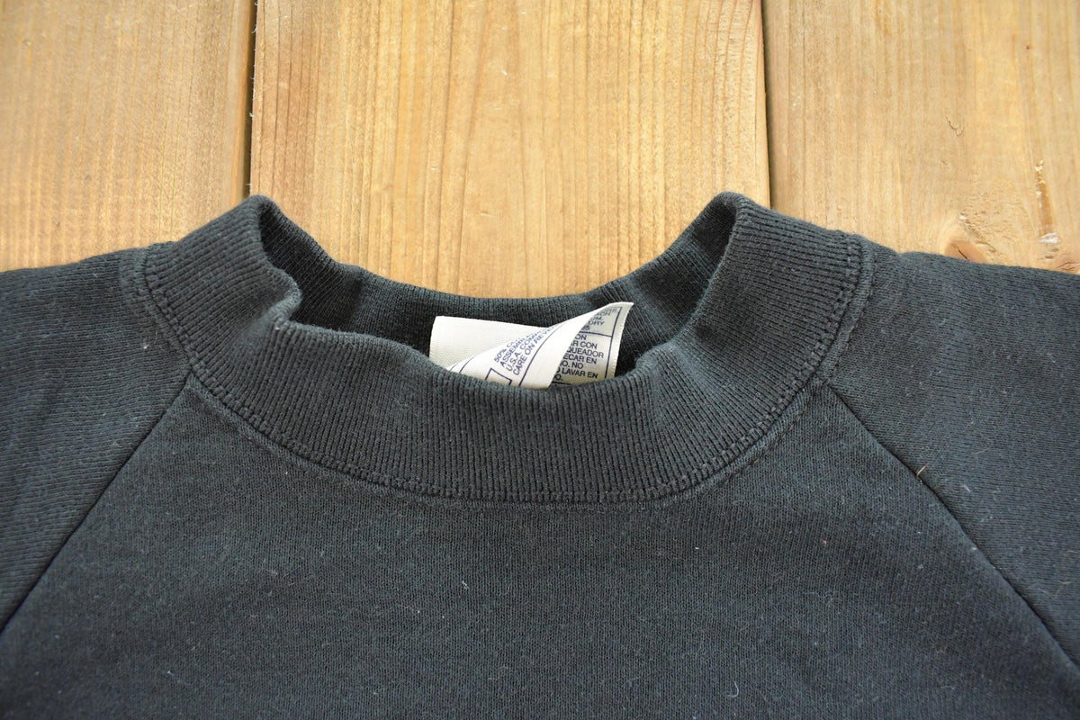 Vintage 1990s Fruit Of The Loom Blank Black Raglan Crewneck Sweatshirt Men's M