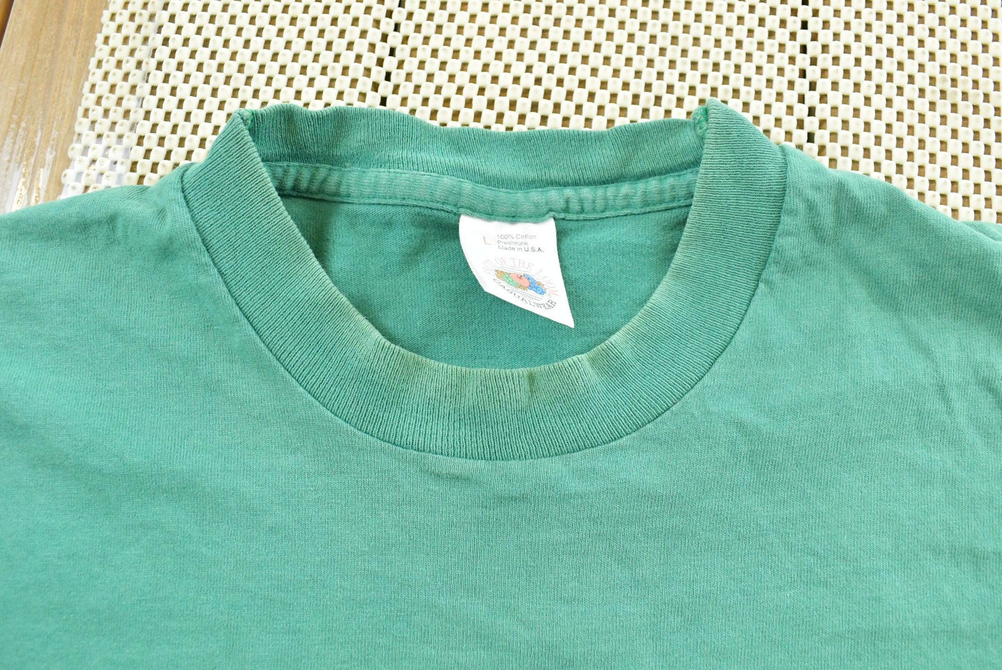Vintage 1990s Fruit of the Loom Blank Green Pocket T-Shirt Men's L