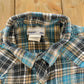 Vintage 1990s Wrangler Wrancher Plaid Flannel Pearl Snap Button Up Shirt Men's XL