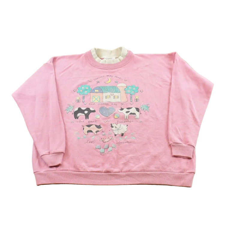 Vintage 1990s Gopher Sport Cow Sheep Pig Friendship Farm Crewneck Sweatshirt Women's L