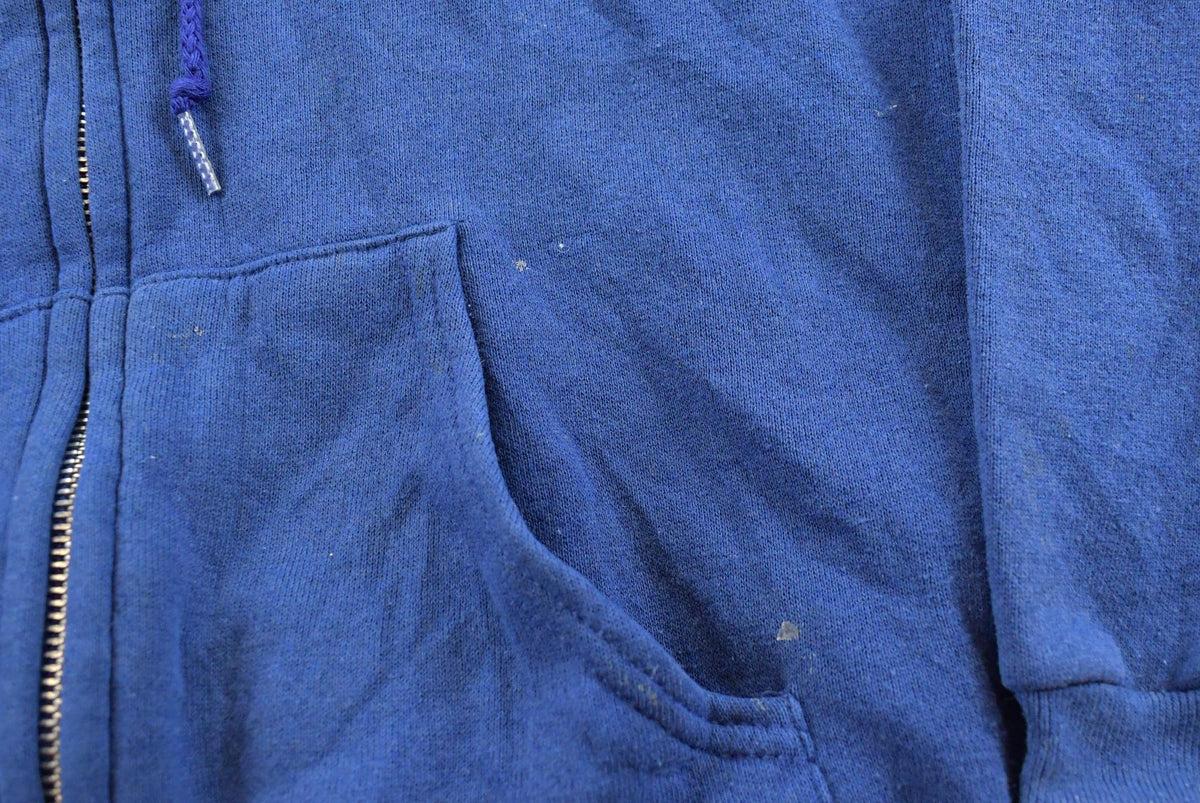 Vintage 1990s Sturdy Sweats Full Zip Up Blank Blue Hoodie Sweatshirt Men's L