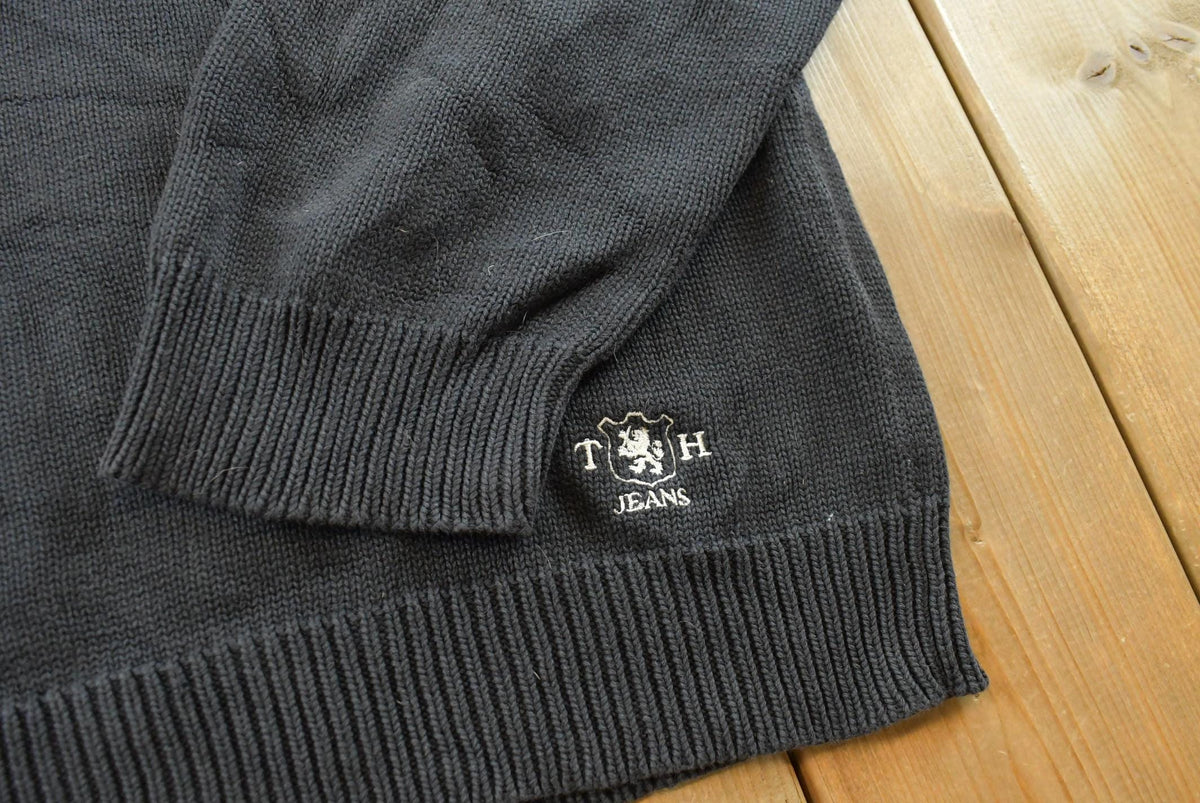 Vintage 1990s Tommy Hilfiger Striped Quarter Zip Knit Sweater Men's L