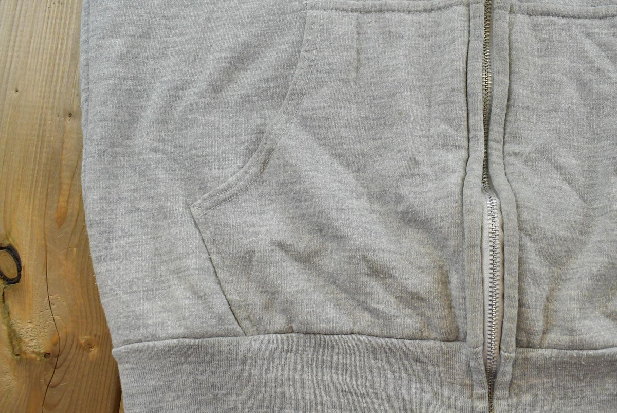 Vintage 1990s Bronzini Blank Grey Thermal Lined Full Zip Hoodie Men's L