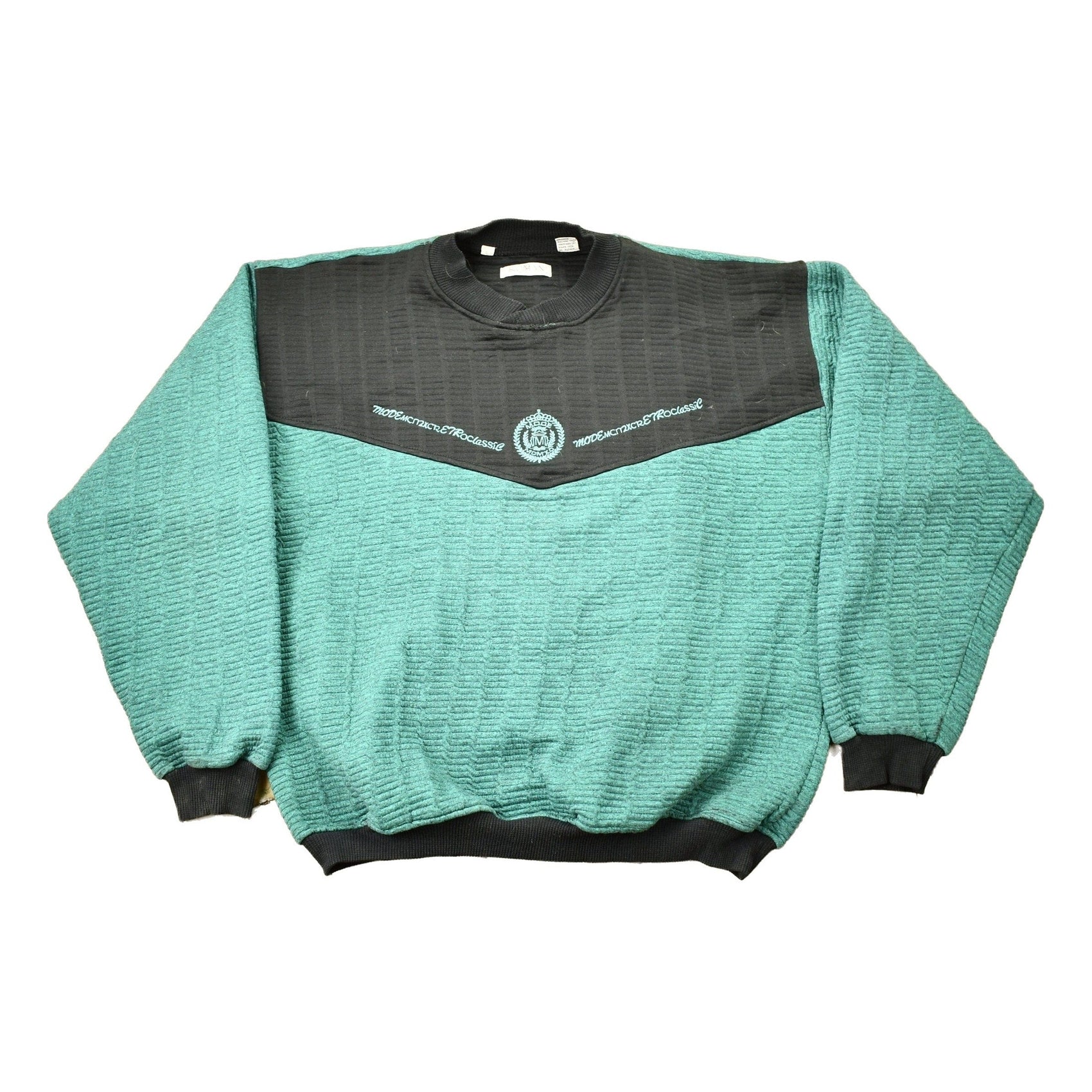 Vintage 1990s Koman Color Block Textured Sweatshirt Men's Large