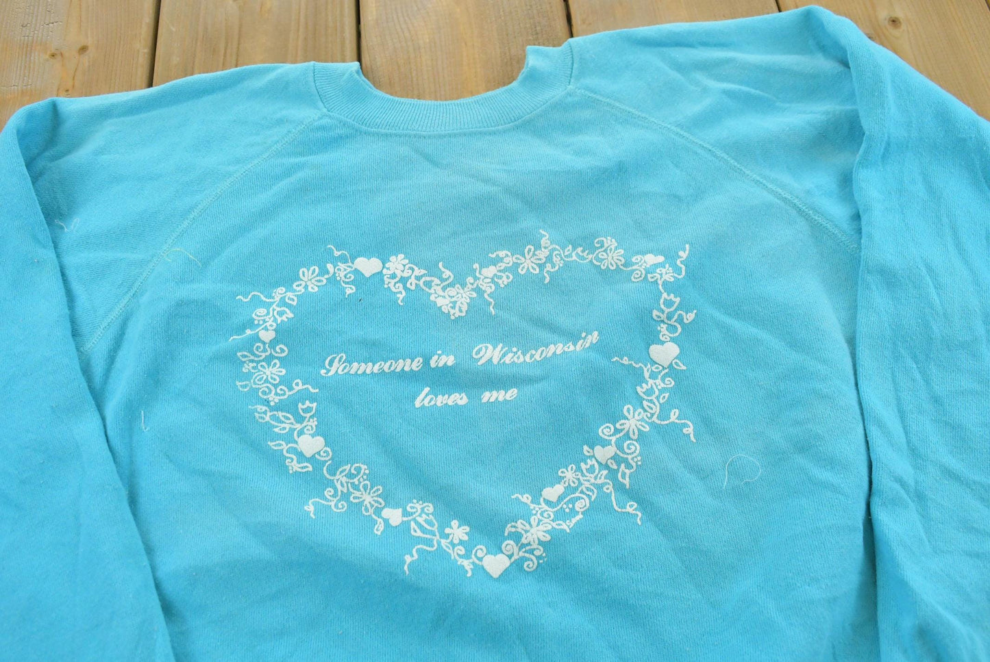 Vintage 1980s Hanes Wisconsin Love Raglan Crewneck Sweatshirt Men's S