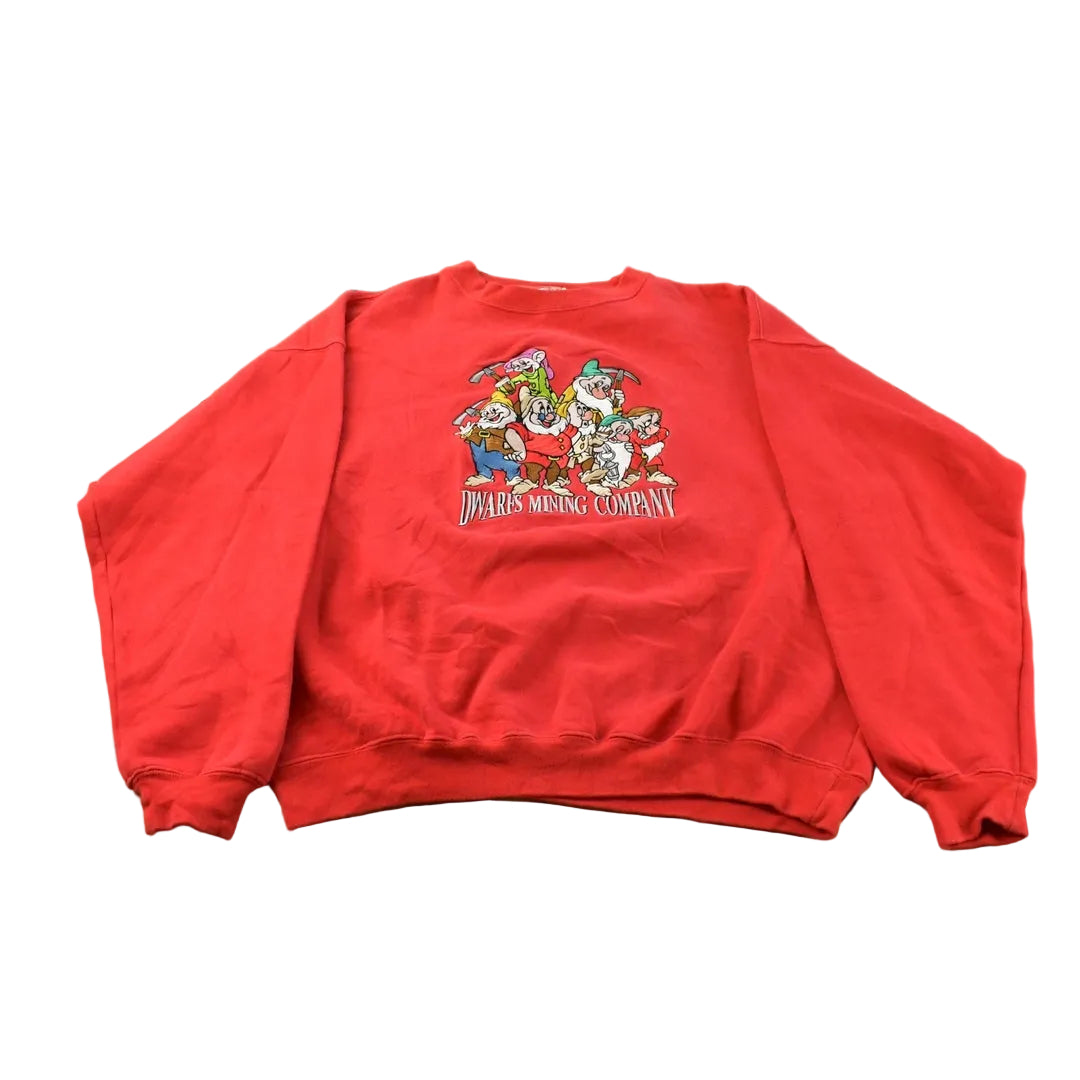 Vintage 1990s Disney Snow White Seven Dwarfs Embroidered Crewneck Sweatshirt Men's Large