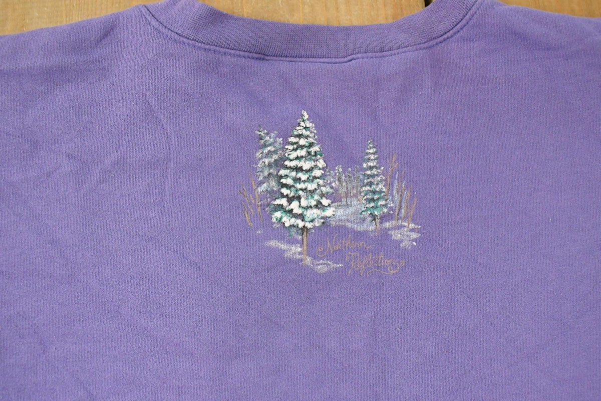Vintage 1990s Northern Reflections Winter Landscape Outdoorsman Crewneck Sweatshirt Women's Large