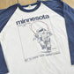 Vintage 1983 Minnesota Cold Weather Jumper Cables Guidon Raglan T-Shirt Mens S