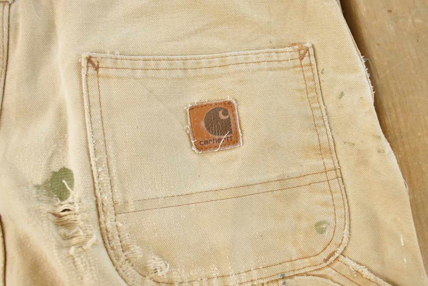 Vintage 1990s Distressed Carhartt Lined Canvas Work Pants Men's 28 x 28
