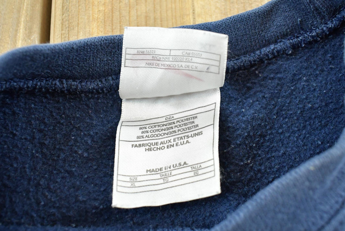 Vintage 1990s Nike Embroidered Mini Swoosh Blue Crewneck Sweatshirt Men's XL